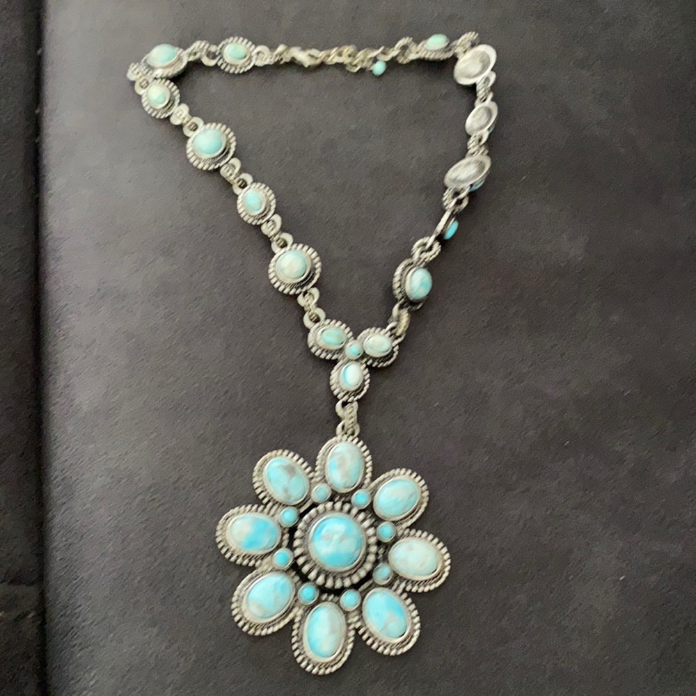Silver and torquing necklace
